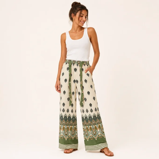 Pantalon femme fluide imprimé Y&D – coloris au choix