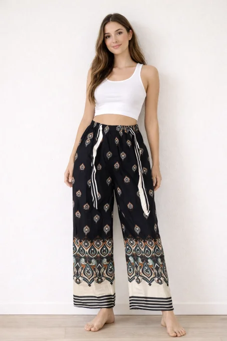 Pantalon femme fluide imprimé Y&D – coloris au choix