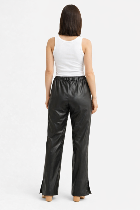 Pantalon simili cuir fendu femme Weightless Laura - Noir, Taille M