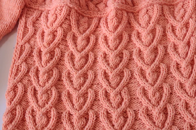 Pull long femme corail fait main 100% coton Inacio Creations M 40