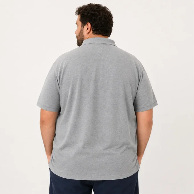 Mise en situation portée du polo GANT homme gris chiné taille 3XL
