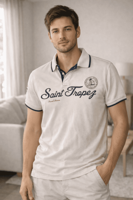 Polo Saint Tropez homme – Blanc cassé – L
