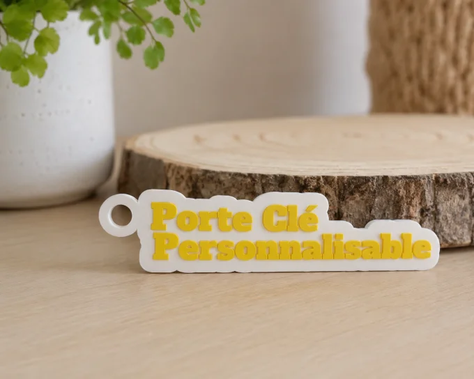 Porte-clés personnalisé impression 3D avec texte en relief