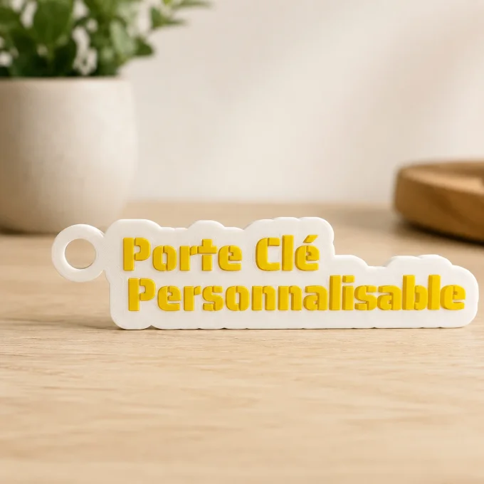 Porte-clés personnalisé impression 3D avec texte en relief
