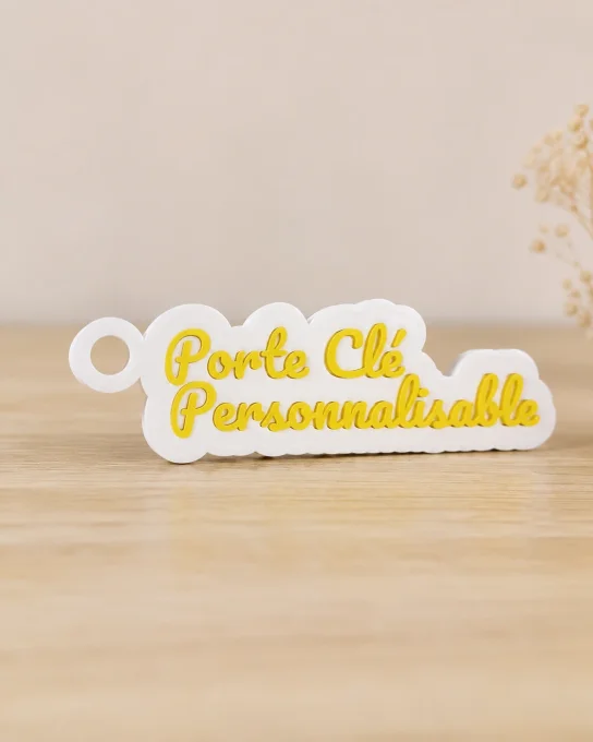 Porte-clés personnalisé impression 3D avec texte en relief