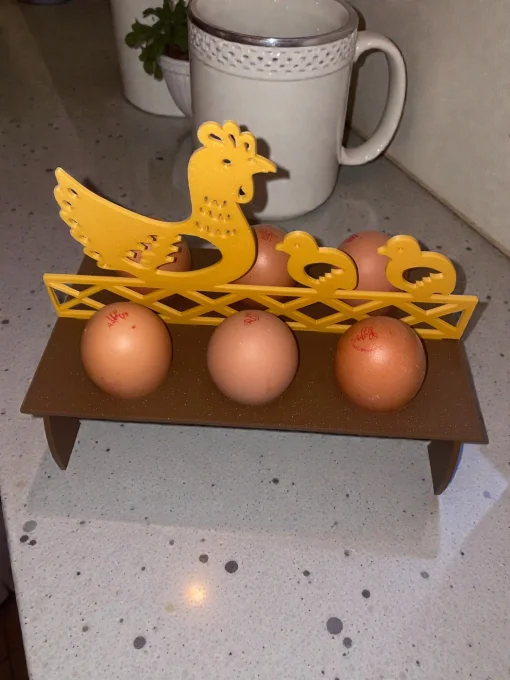Porte-œufs Poule & poussins en PLA imprimé en 3D