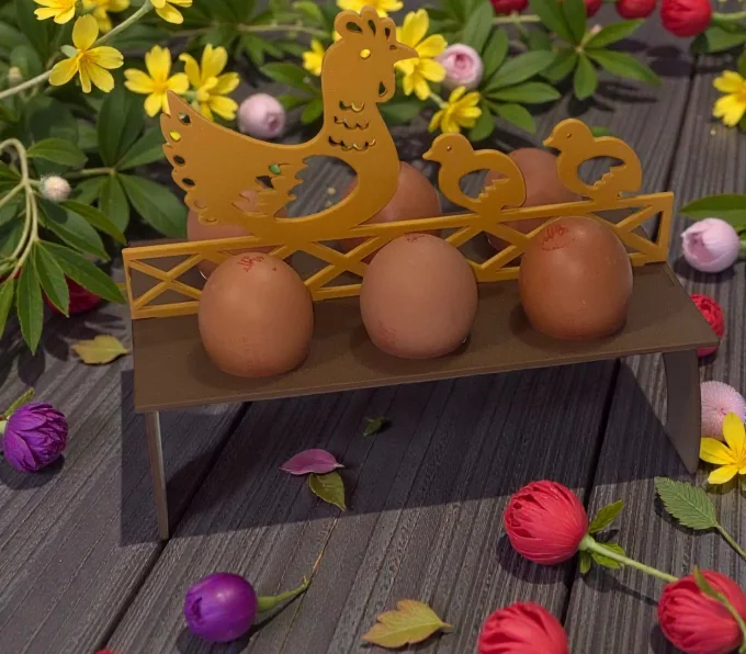 Porte-œufs Poule & poussins en PLA imprimé en 3D