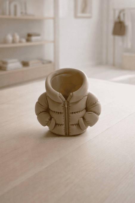 Organisateur de bureau beige en forme de doudoune imprimé en 3D