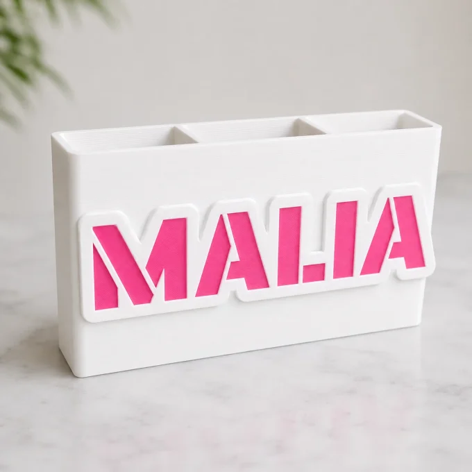 Pot à crayons personnalisé avec prénom ou texte – Impression 3D