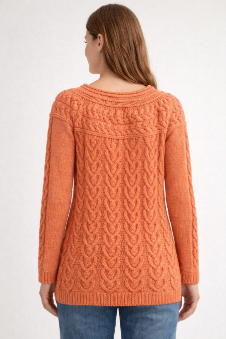 Pull long femme corail fait main 100% coton Inacio Creations M 40