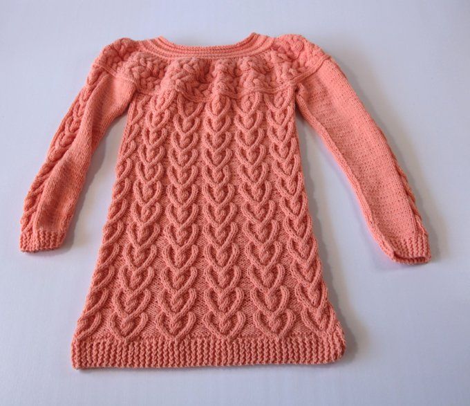 Pull long femme corail fait main 100% coton Inacio Creations M 40