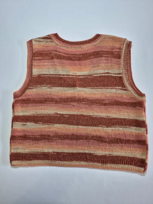 Pull sans manches maille rayée rose beige Ardene XL
