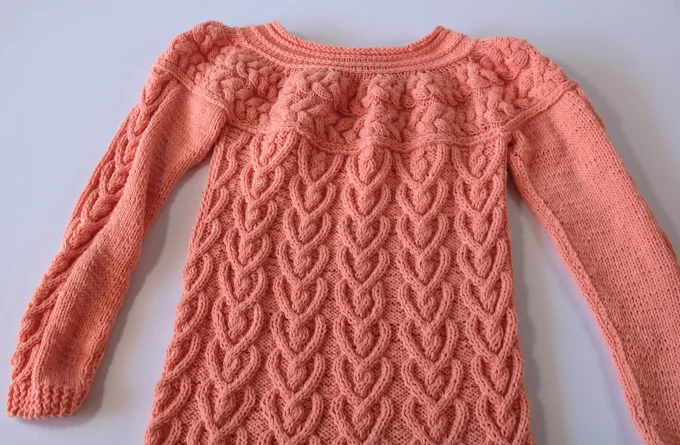 Pull long femme corail fait main 100% coton Inacio Creations M 40