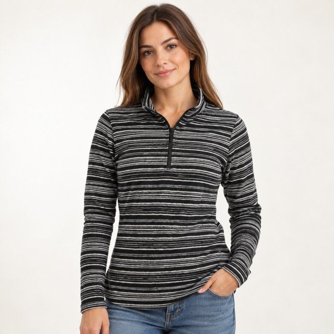 Polaire femme Eddie Bauer rayée noir et gris – taille S