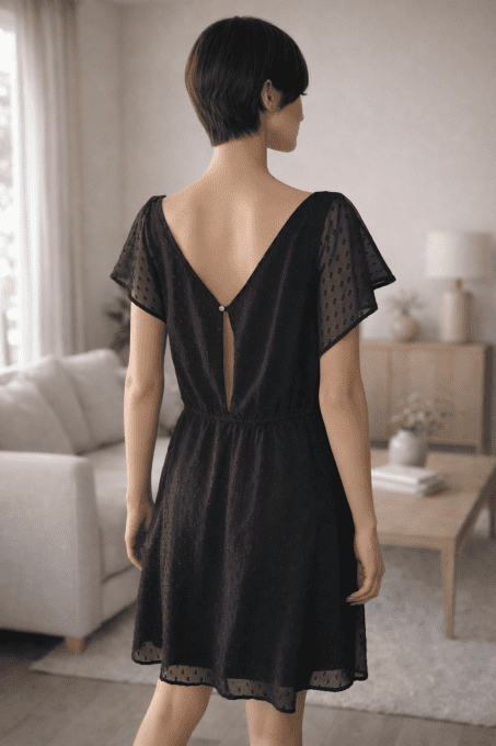 Robe noire chic plumetis – Kwoman – Taille 40