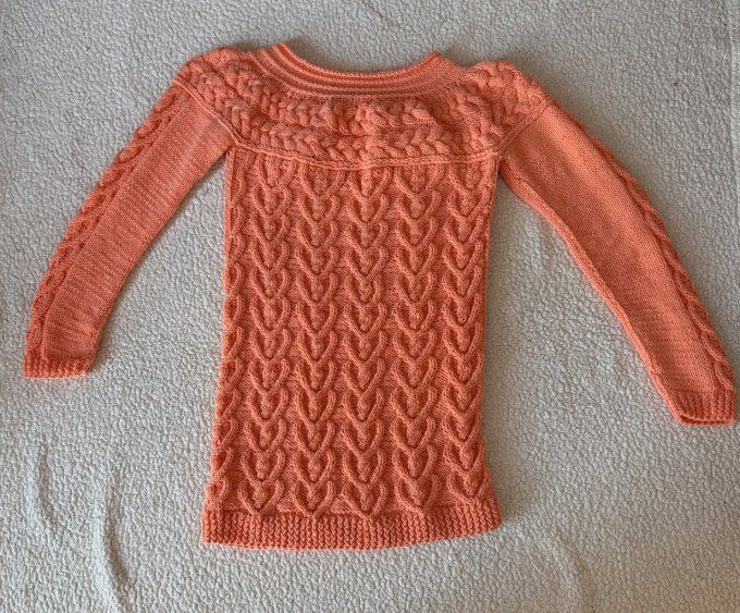 Pull long femme corail fait main en coton Inacio Creations taille M 40