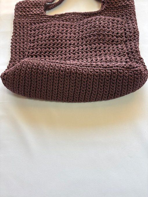 Sac cabas femme au crochet fait main marron chocolat