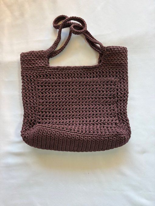 Sac cabas femme au crochet fait main marron chocolat