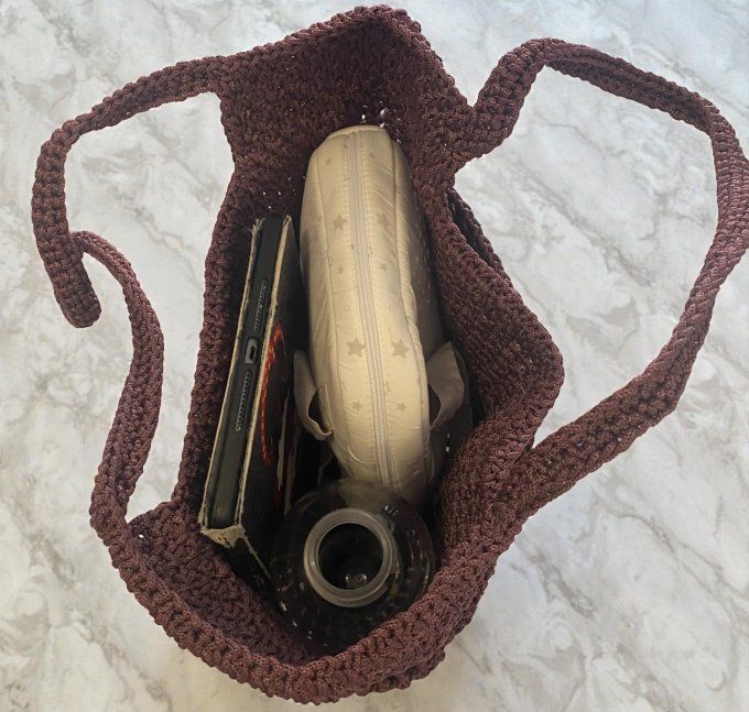 Sac cabas femme au crochet fait main marron chocolat