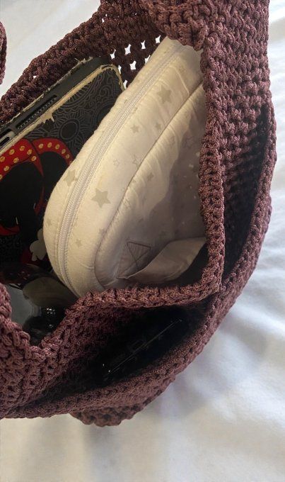 Sac cabas femme au crochet fait main marron chocolat