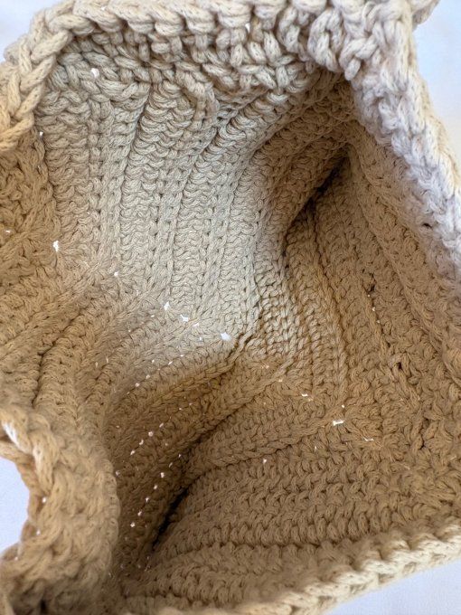 Sac porté épaule au crochet beige fait main