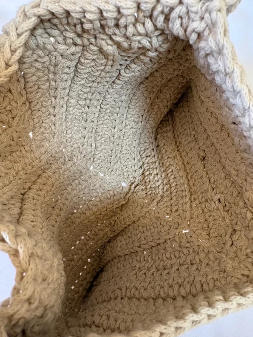 Sac porté épaule en crochet beige écru fait main – 27 × 19 cm