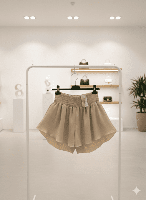 Short fluide taille haute smockée, polyester, Italie, 2 coloris