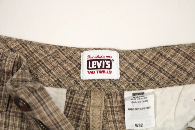 Short Levi’s Tab Twills à carreaux beige W32 coton