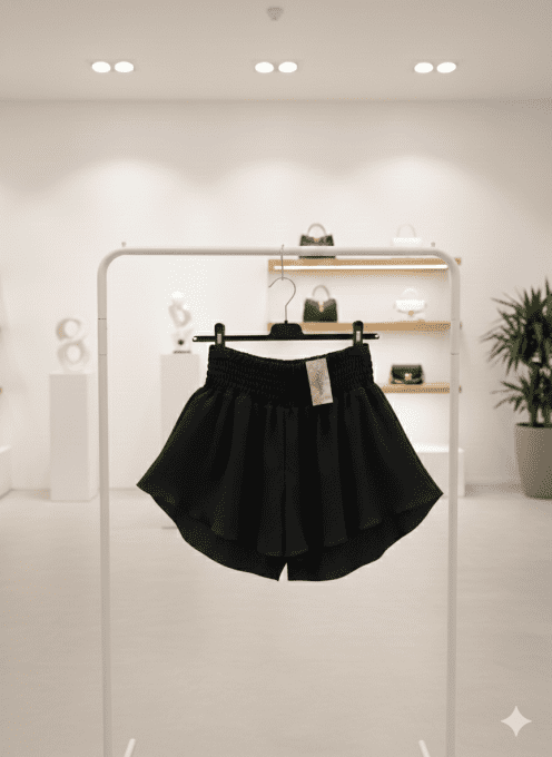 Short fluide taille haute smockée, polyester, Italie, 2 coloris