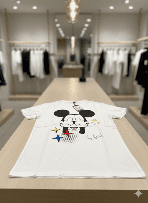 T-shirt blanc imprimé cartoon – confort stretch & style pop