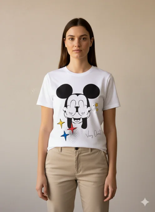 T-shirt femme blanc Very Ouest à imprimé cartoon