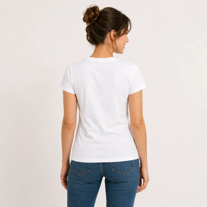 T-shirt femme blanc Very Ouest 100 % coton motif cute girl