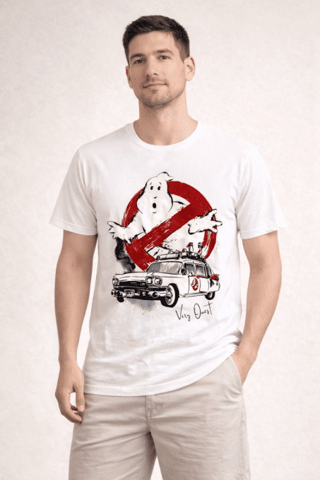 T-shirt blanc imprimé Very Ouest – pop culture