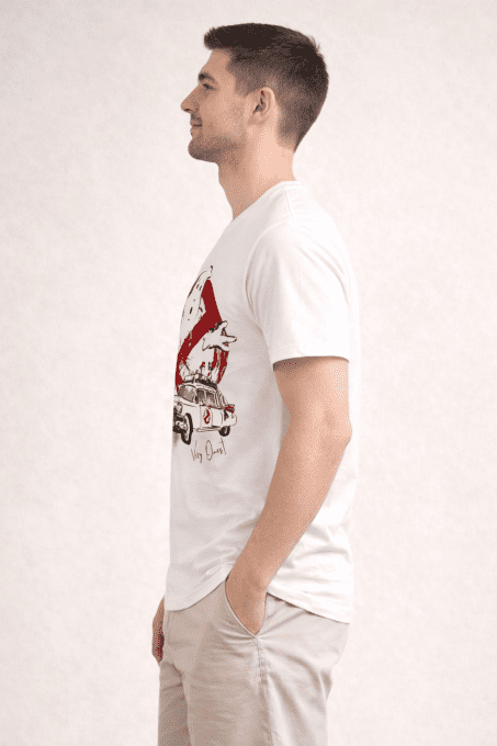 T-shirt blanc imprimé Very Ouest – pop culture 