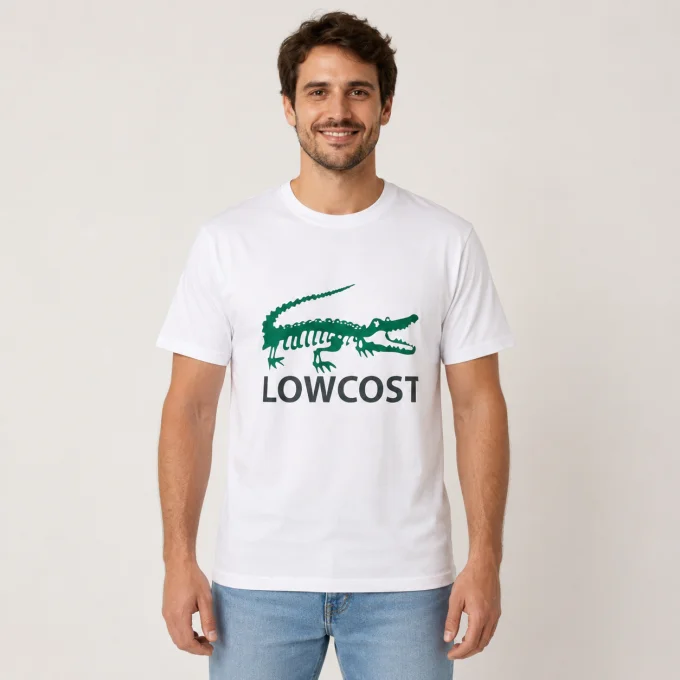 T-shirt homme blanc Very Ouest motif Lowcost 100 % coton