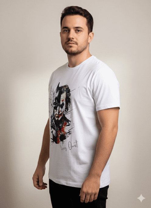 T-shirt blanc Very Ouest, portrait graphique et confort stretch