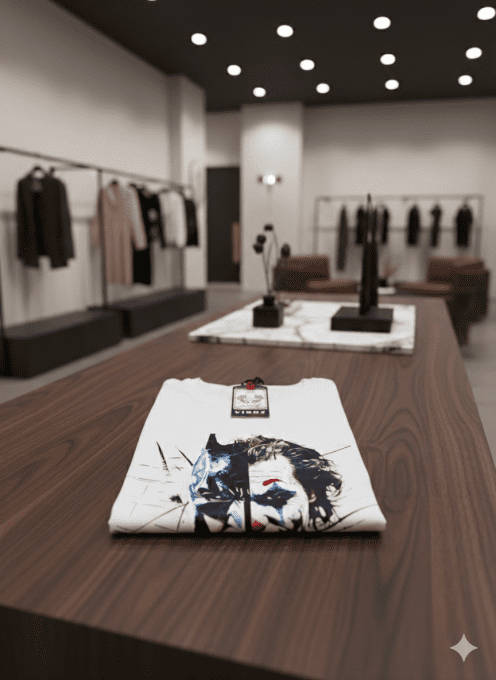 T-shirt blanc Very Ouest, portrait graphique et confort stretch