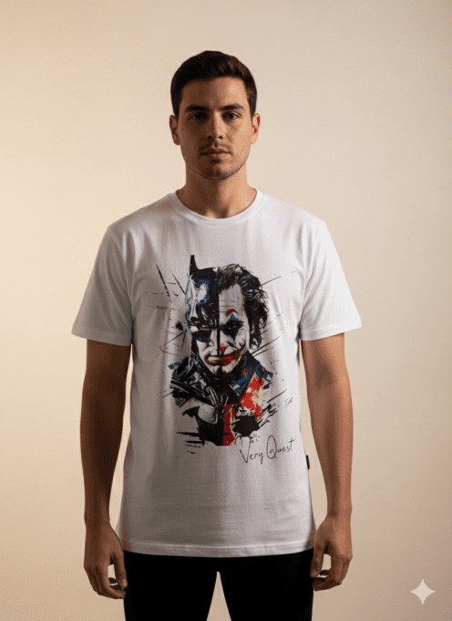 T-shirt blanc Very Ouest, portrait graphique et confort stretch
