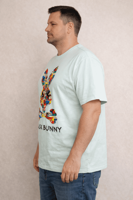 T-shirt col rond Black Bunny imprimé comics menthe 