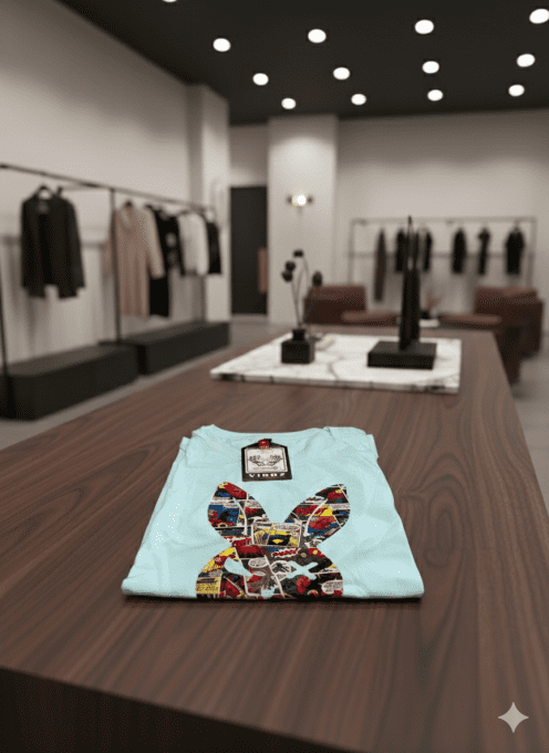 T-shirt col rond Black Bunny imprimé comics menthe 