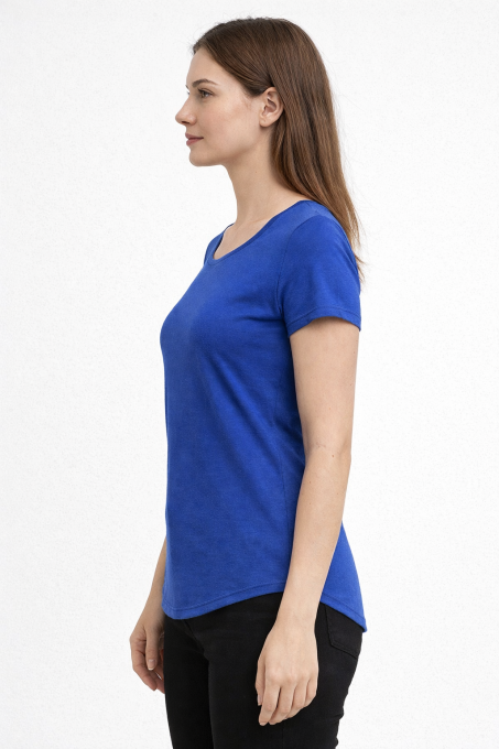 T-shirt femme bleu électrique Camaïeu Essential XS