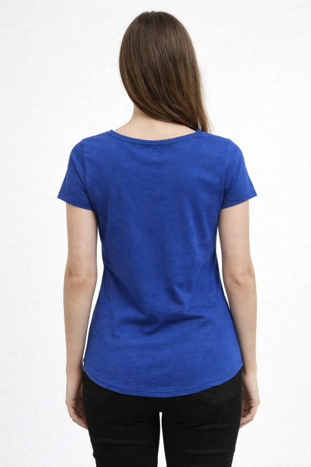 T-shirt femme bleu électrique Camaïeu Essential XS