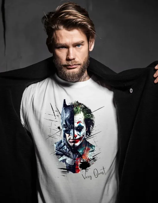 T-shirt blanc Very Ouest, portrait graphique et confort stretch