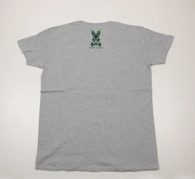 T-shirt homme streetwear gris Black Bunny – motif lapin, 90 % coton
