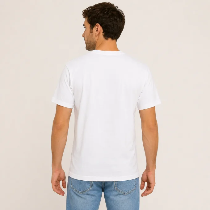 T-shirt homme blanc Very Ouest motif Lowcost 100 % coton