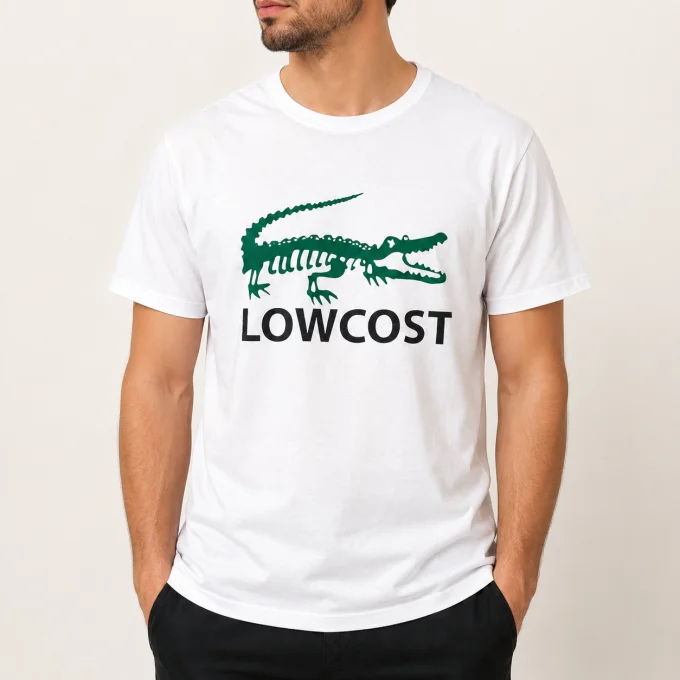 Imprimé Lowcost vert et noir sur t-shirt blanc