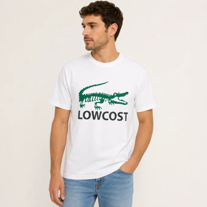 T-shirt homme blanc Very Ouest Lowcost porté