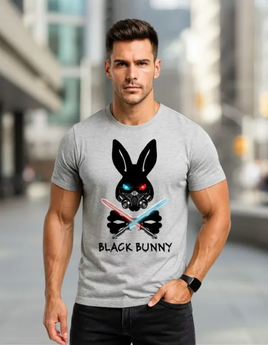 T-shirt homme gris Black Bunny 90 % coton 