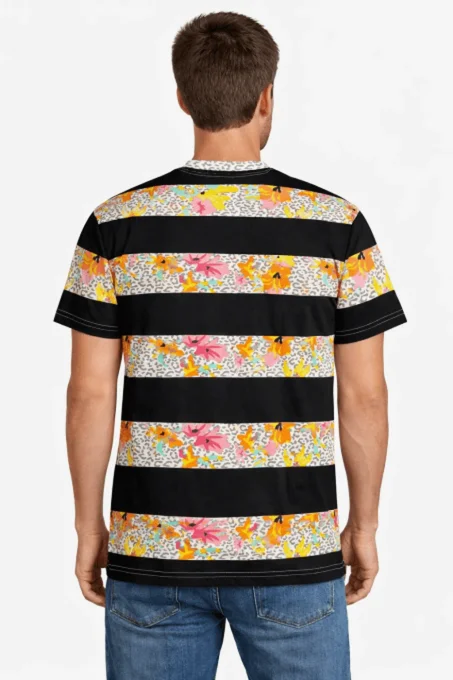 T-shirt imprimé rayé Straight Faded taille M