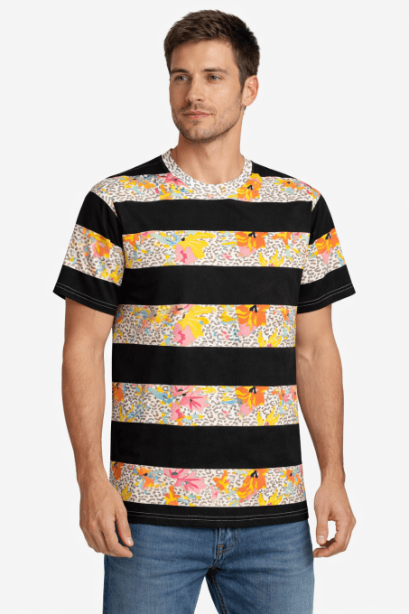 T-shirt imprimé rayé Straight Faded taille M